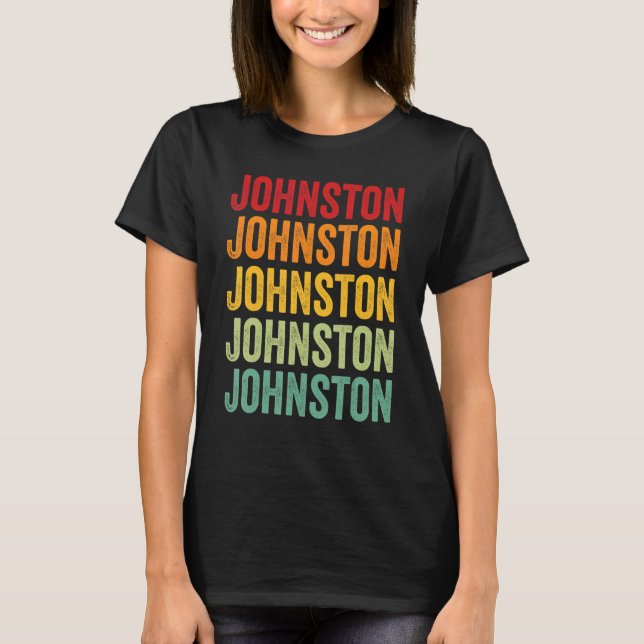 Johnston County Oklahoma Rainbow Text Design T-Shirt (Front)