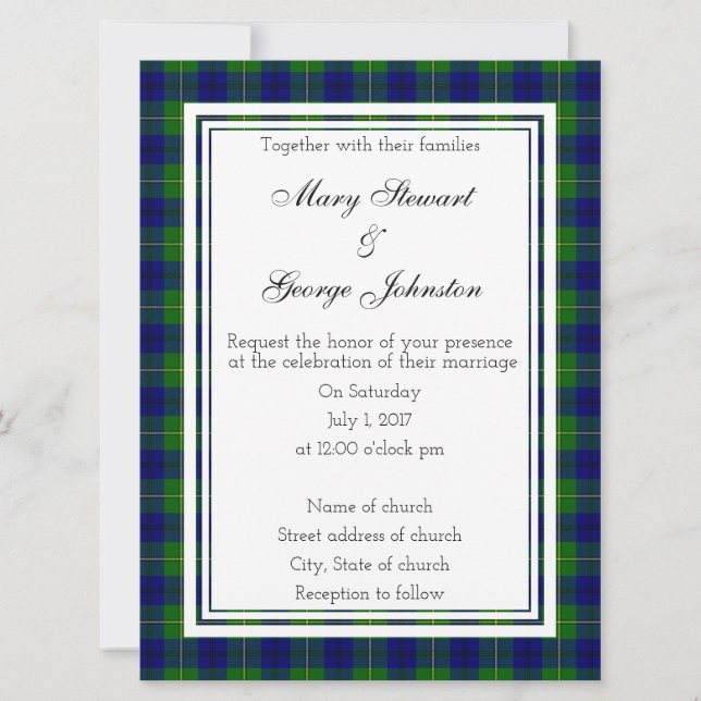 Johnston Scottish Faire-part de mariage tish (Devant)