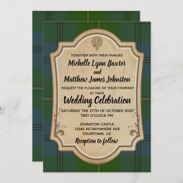 Johnston Tartan Wedding Invitation (Front/Back)