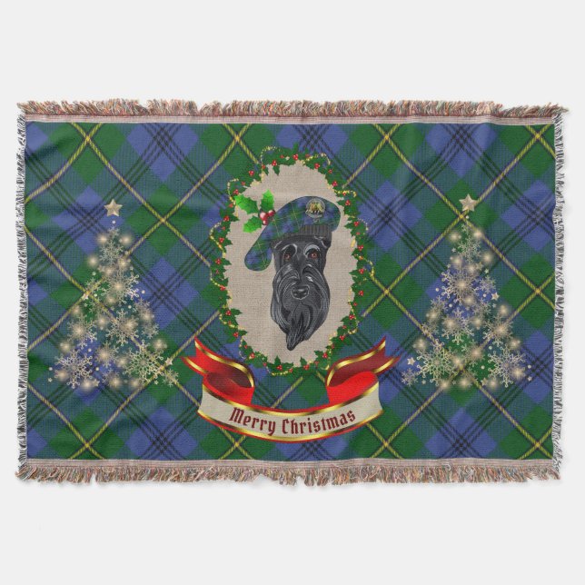 Johnstone Scottie Dog Christmas Throw Blanket (Front)