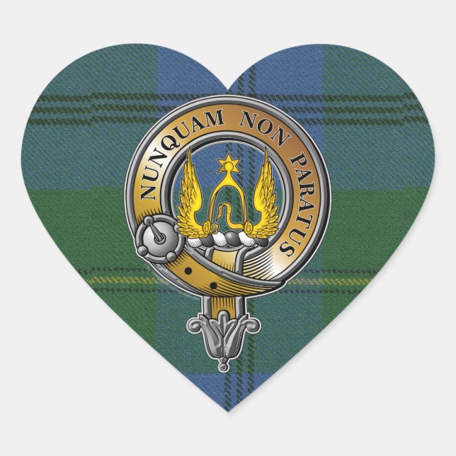 Johnstone Tartan & Badge Heart Sticker (Front)