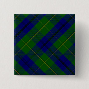 Johnstone tartan blue green plaid 2 inch square button