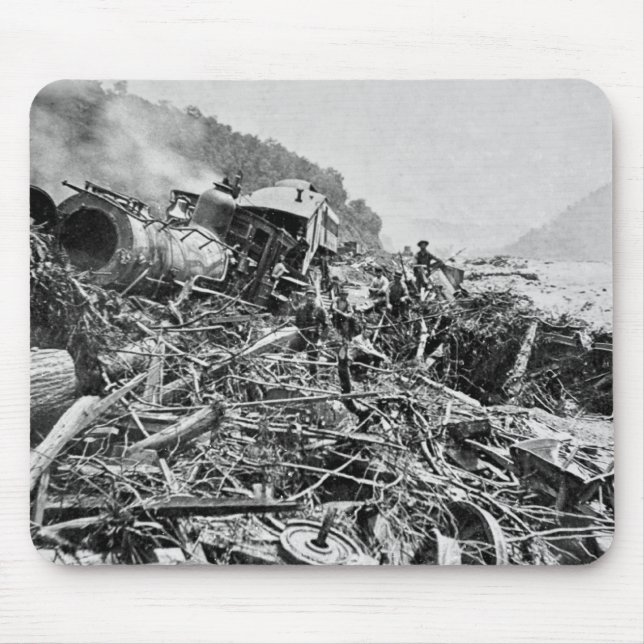 Johnstown Flood Train Wreck Vintage 1889 Mouse Pad (Front)