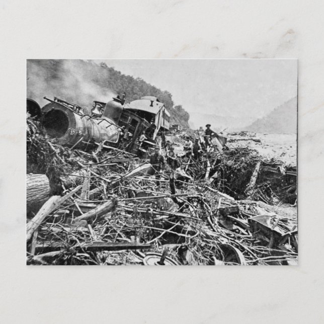 Johnstown Flood Train Wreck Vintage 1889 Postcard (Front)