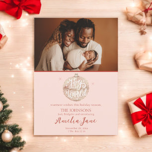 Joie à la Faire-part de naissance mondiale de Noël