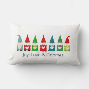 Joie, amour et Noël Gnomes Lumbar Coussin