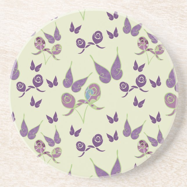 Joie aux papillons en Dessous de verre de grès crè (Devant)