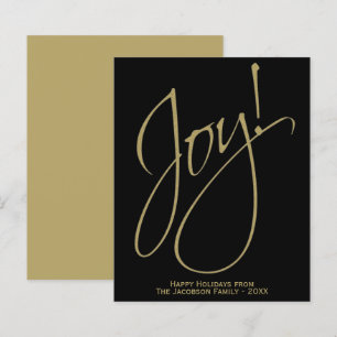 Joie ! Carte de vacances minimaliste Gold & Black