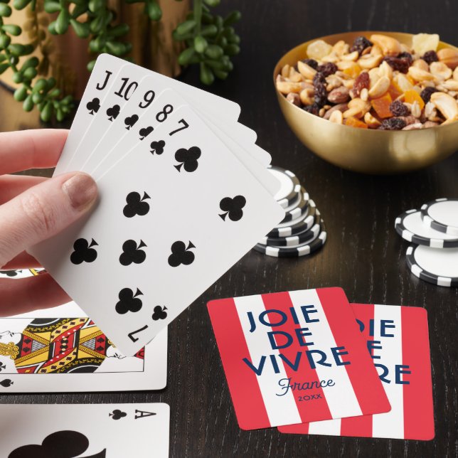 Joie De Vivre France Red Cabana Stripe French Playing Cards (In Situ)