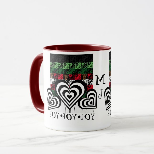 Joie et Jingle Holiday Monogram Mug vert (Devant gauche)