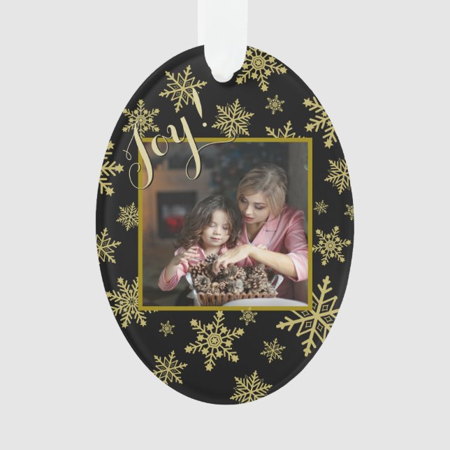 Joie ! Festive Gold & Black Elegant Photo de Noël (devant)