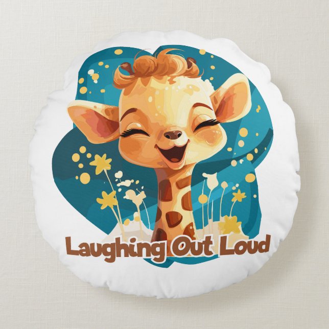 Joie (Laughing at the Shrapnel) - Laughing Out Lou Round Pillow (Front)