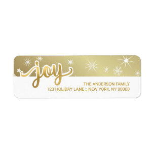 Joie Noël Faux Gold Foil Adresse manuscrite Script
