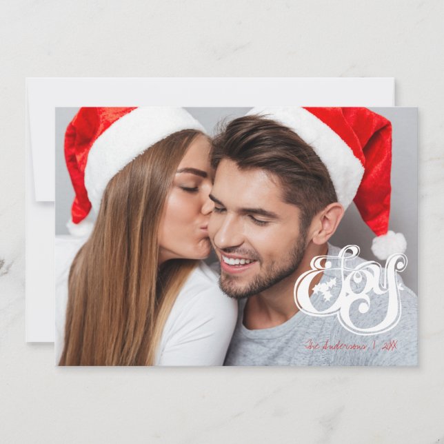 Joie Noël Monogramme Carte photo de vacances (Devant)
