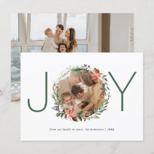 Joie Noël Wreath Joyeux Carte photo de vacances
