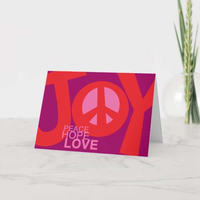 Joie, paix, Hopeand, carte de vacances d'amour (Devant)