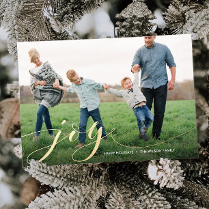 Joie Script Faux Foil Carte de Noël