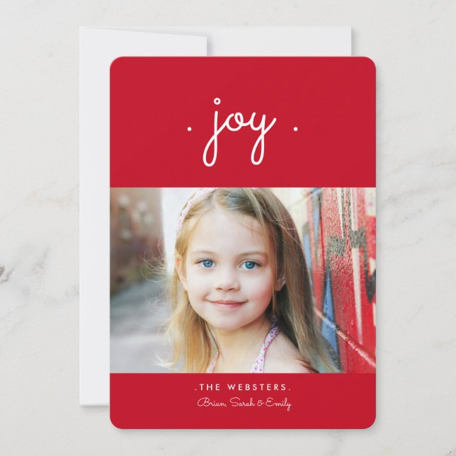 Joie simple Carte photo de vacances | Red (Devant)