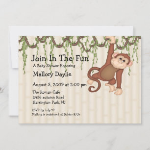 Join In The Fun Monkey Baby Shower Invitation