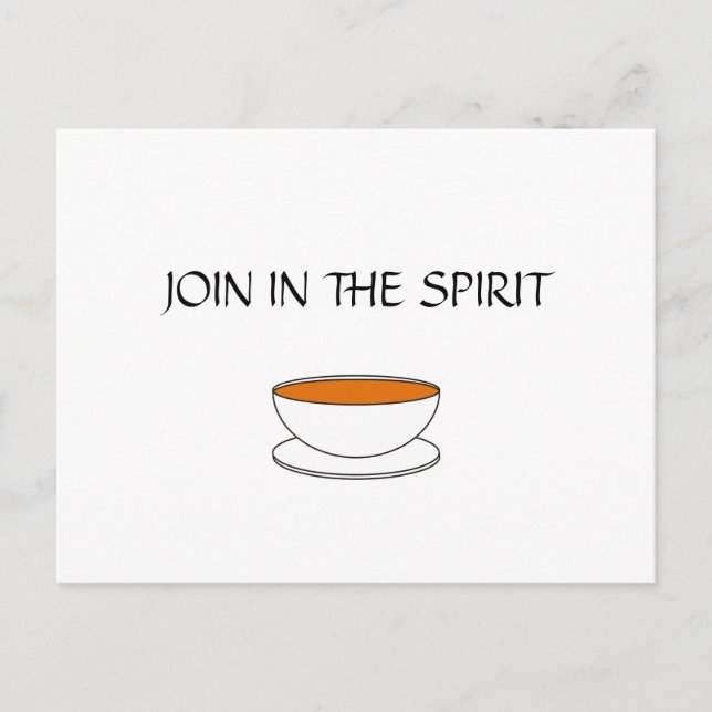 Join in the spirit, with cup of tea postcard (Front)