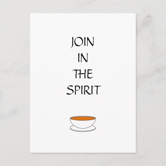 Join in the spirit, with cup of tea postcard (Front)