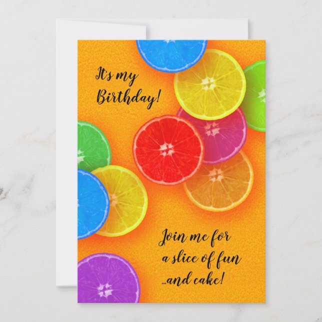 Join me for a slice of fun and cake Birthday Party Invitation (Front)