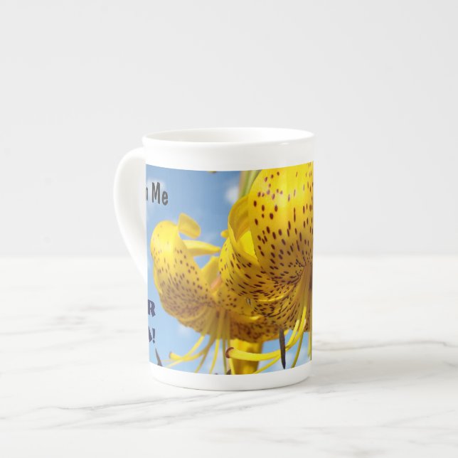 Join Me for Tea! Bone China Mug Lily Flowers (Front Left)