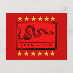 Join or Die Ben Franklin Banner on Tshirts Postcard