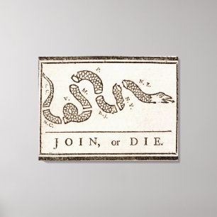 Join or Die Benjamin Franklin Political Cartoon Canvas Print