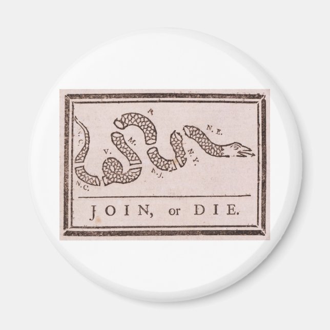 Join or Die Benjamin Franklin Political Cartoon Magnet (Front)