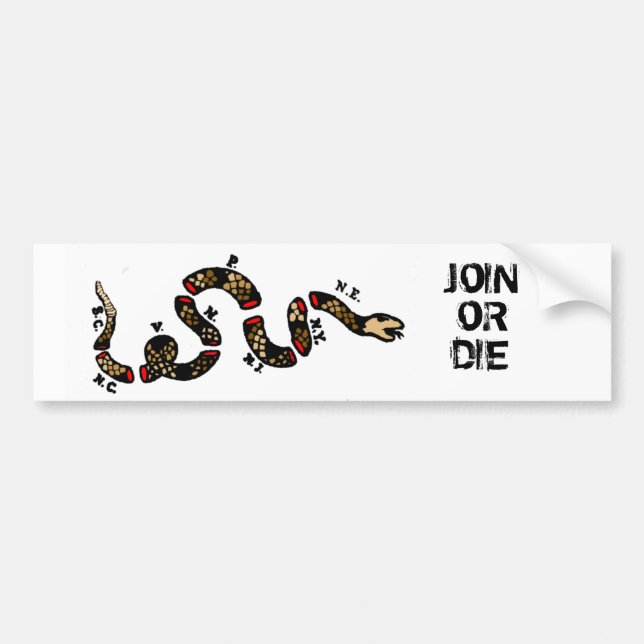 Join Or Die Bumper Sticker (Front)