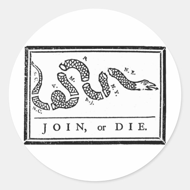 Join Or Die Classic Round Sticker (Front)
