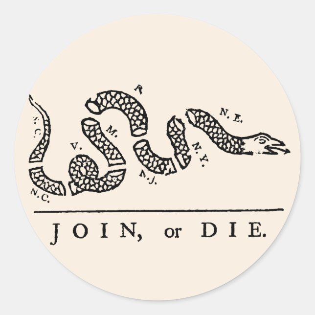 Join or Die Classic Round Sticker (Front)