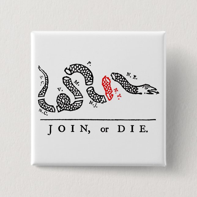 JOIN, or DIE New York 2 Inch Square Button (Front)