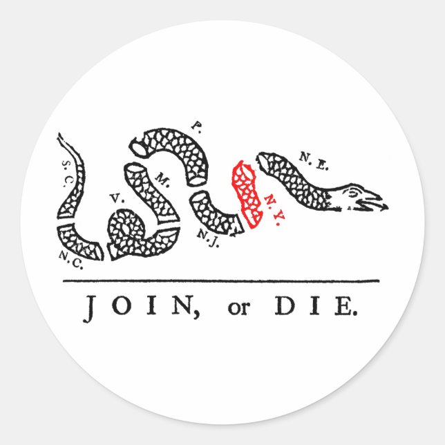 JOIN, or DIE New York Classic Round Sticker (Front)