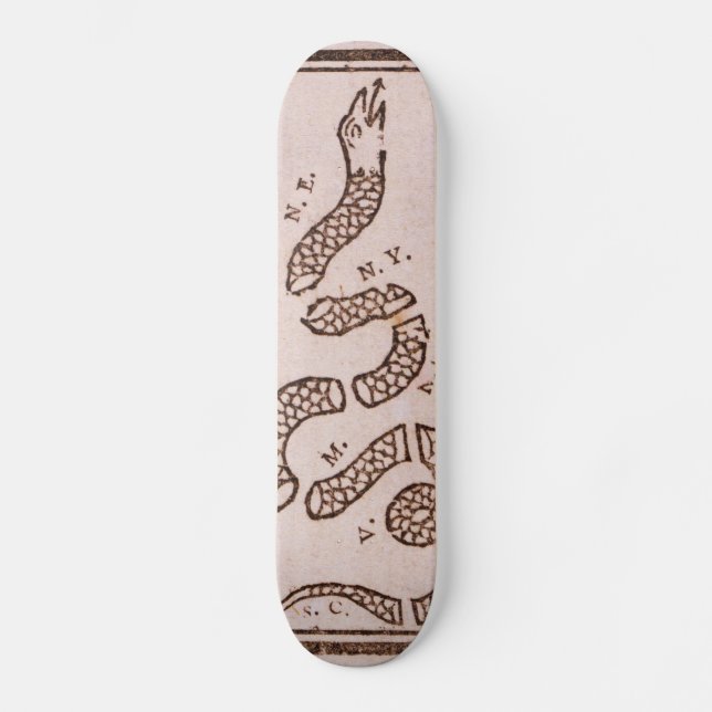 Join or Die ORIGINAL Benjamin Franklin Cartoon Skateboard (Front)