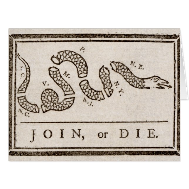 Join or Die Rattlesnake: Cartoon Benjamin Franklin (Front Horizontal)