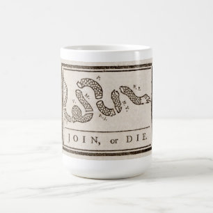 Join or Die Rattlesnake: Cartoon Benjamin Franklin Coffee Mug