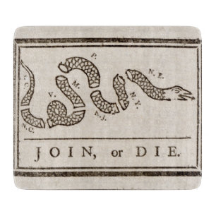 Join or Die Rattlesnake: Cartoon Benjamin Franklin Cutting Board