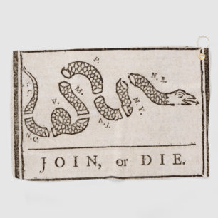 Join or Die Rattlesnake: Cartoon Benjamin Franklin Golf Towel