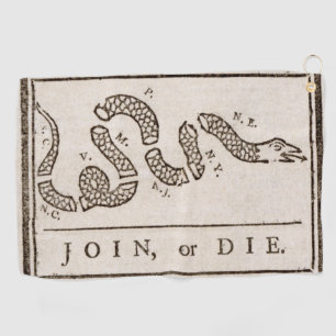Join or Die Rattlesnake: Cartoon Benjamin Franklin Golf Towel