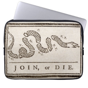 Join or Die Rattlesnake: Cartoon Benjamin Franklin Laptop Sleeve