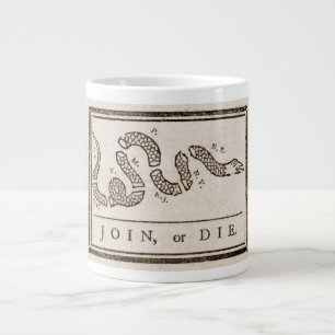 Join or Die Rattlesnake: Cartoon Benjamin Franklin Large Coffee Mug