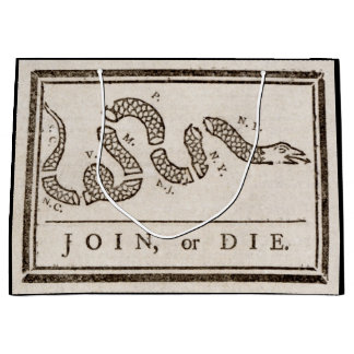 Join or Die Rattlesnake: Cartoon Benjamin Franklin Large Gift Bag