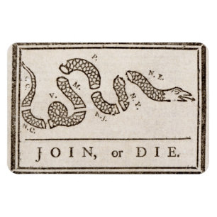 Join or Die Rattlesnake: Cartoon Benjamin Franklin Magnet