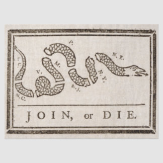 Join or Die Rattlesnake: Cartoon Benjamin Franklin Tissue Paper