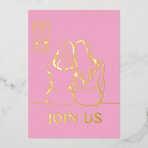Join our engagement party foil holiday card