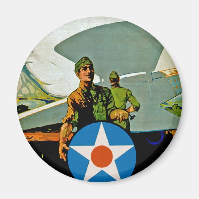 Join The Air Service ~ Give 'Er The Gun Magnet (Front)