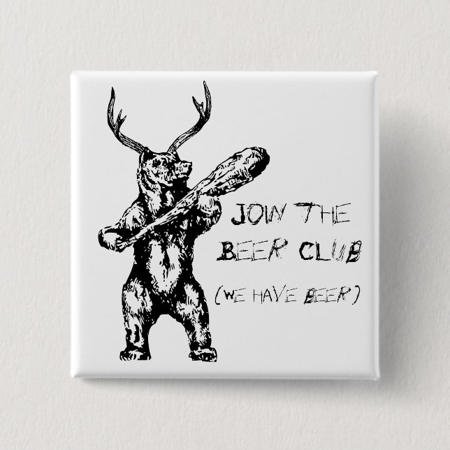 Join the Beer Club 2 Inch Square Button (Front)