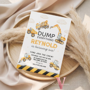 Join the Crew Dump Trucks Construction Birthday Invitation
